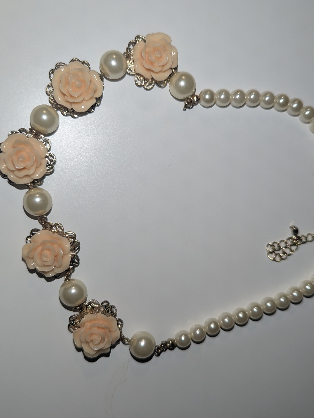 Peach Rose Pearl Statement Necklace - Women Jewelry